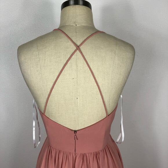 DESSY COLLECTION Desert Rose Spaghetti Strap Maxi Gown Chiffon Size 2 NWT - Picture 8 of 8